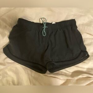 Prana Black Athletic Shorts with Teal Drawstring